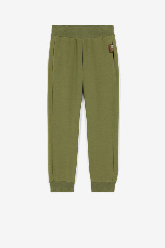 JU Logo-print cotton track pants Dark green QJT272-CF050