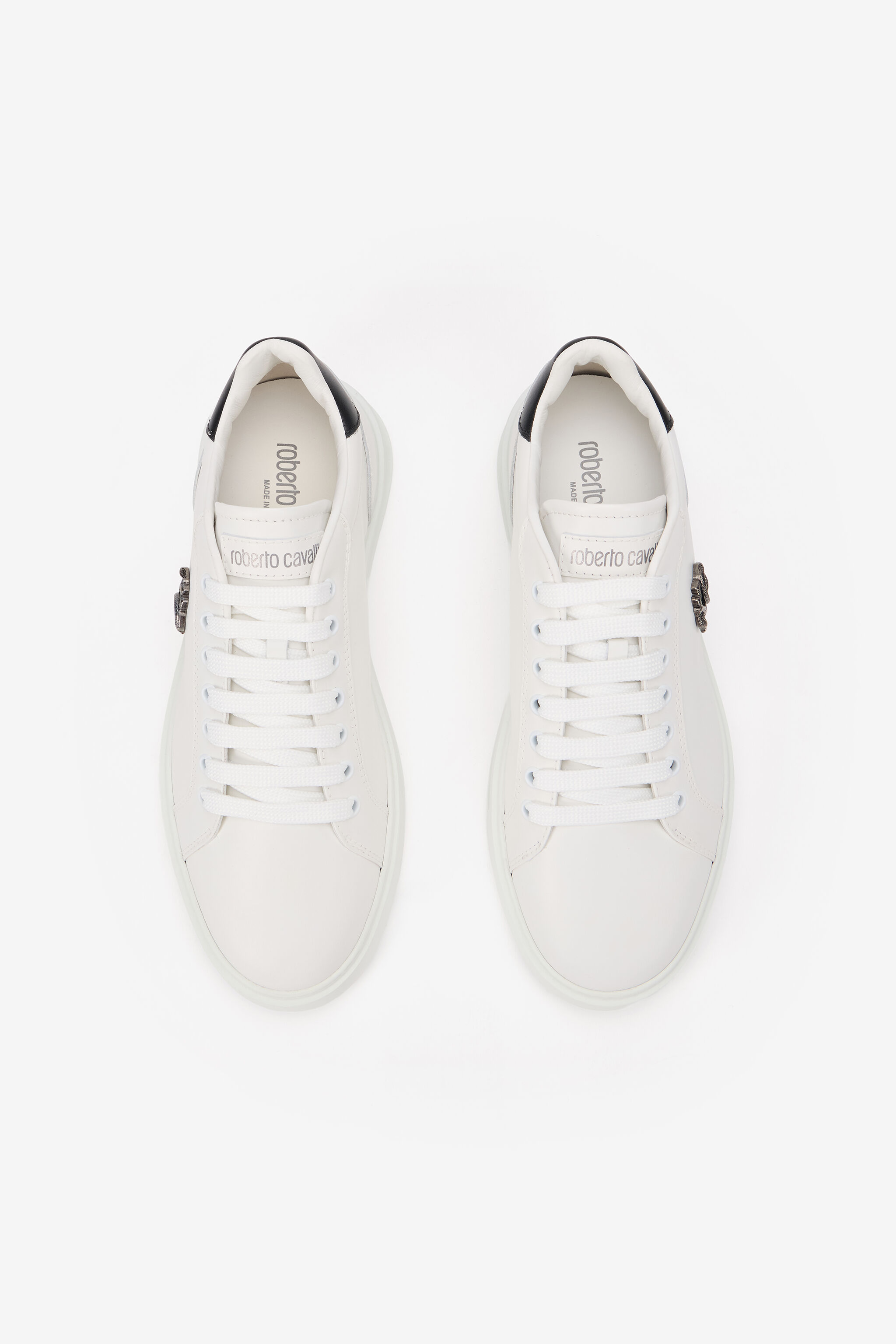 RC White Sneakers With Metallic Crest WHITE TOS00M-PZC15