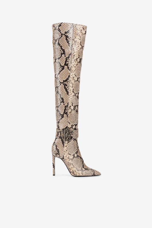RC Python-Embossed Thigh-High Boots RC Python-Embossed Thigh-High Boots Light Brown RKS017-PZ1ON