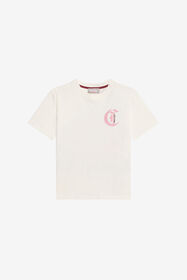 JC Ivory Tee with Pink Flower MARSHMALLOW XFT61U-JD001