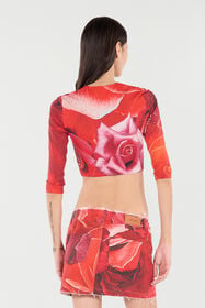 RC Rose-Print Crop Top Red UKT608-LNN48