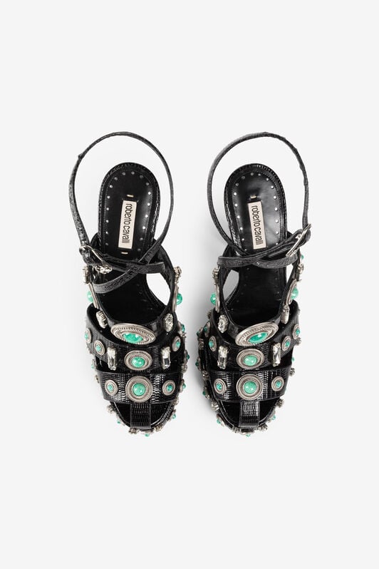 RC Gemstone-detail leather platform sandals RC Gemstone-detail leather platform sandals Black RWS004-PZB62