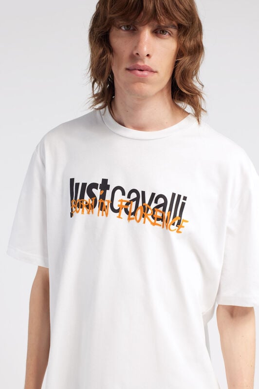 JC Just Cavalli Logo T-Shirt JC Just Cavalli Logo T-Shirt Weiß RRT928-RR190