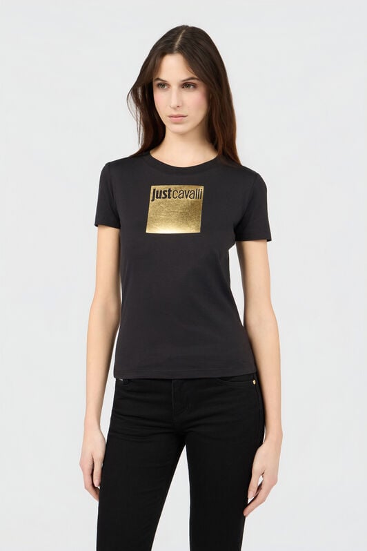 JC T-Shirt Nera con Logo BLACK/GOLD Q61459-Q0362