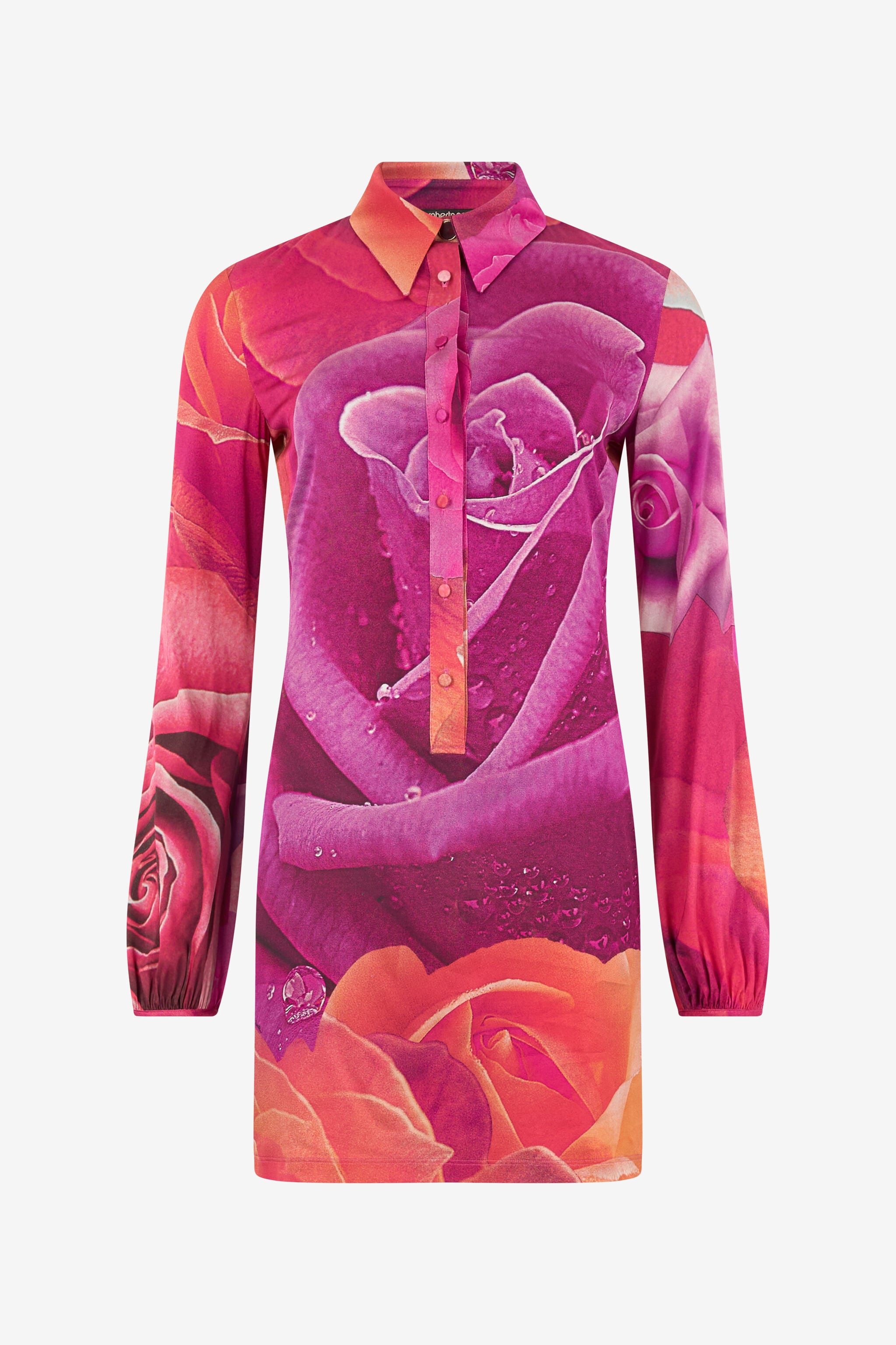 RC Mini Dress With Garden Rose Print Fuchsia UKT106-FQN48