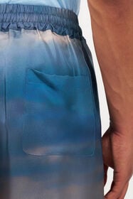 RC Silk Shorts With Sunset Print Blue/Orange UMT272-4QP89
