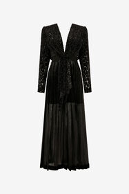 RC Robe Midi Noire En Velours Dévoré  BLACK XWT110-VL009