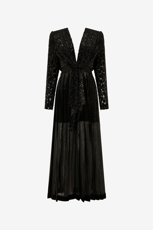 RC Robe Midi Noire En Velours Dévoré RC Robe Midi Noire En Velours Dévoré BLACK XWT110-VL009