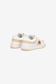 JC Sneakers Effetto Rafia Intrecciata Marrone chiaro/Bianco UFS040-UF362