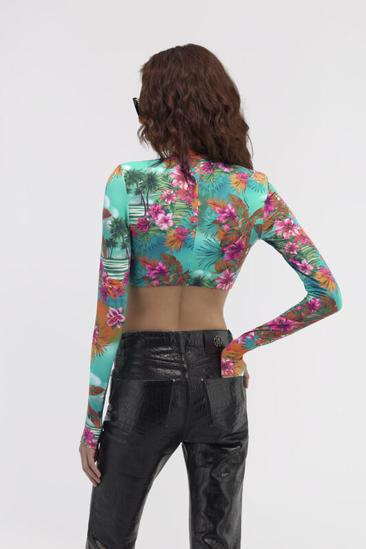 RC Hawaii Print Crop Top RC Hawaii Print Crop Top Light blue SKT601-LNI84