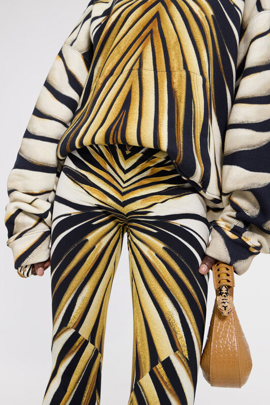 RC Ray Of Gold Print Flared Trousers Gold TKT202-LNM33