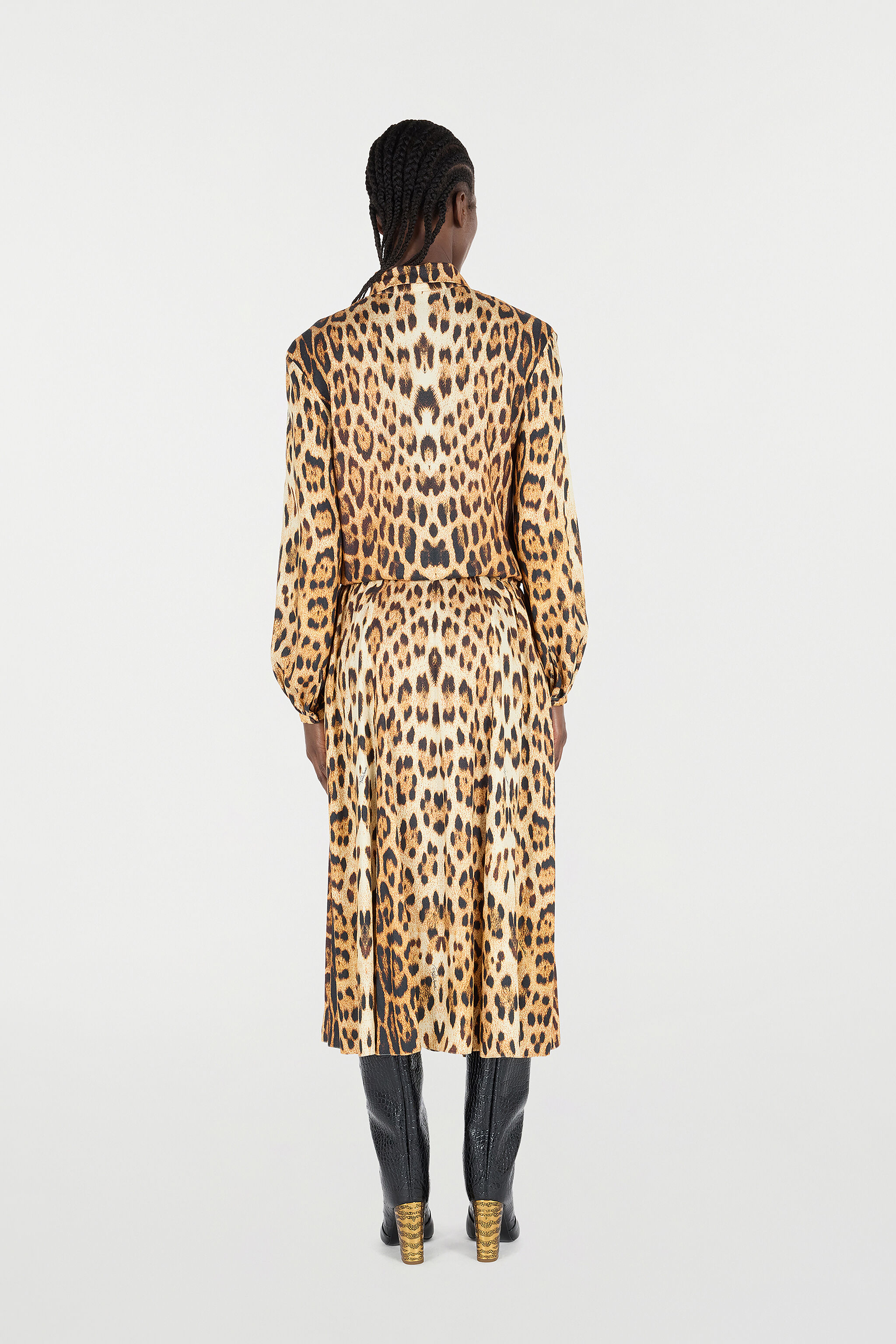 RC Shirt Dress With Jaguar Skin Print RC Shirt Dress With Jaguar Skin Print Brown VKT144-LXP73