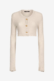 RC Cropped Cardigan with Gold Buttons Light Brown UWM900-ME005