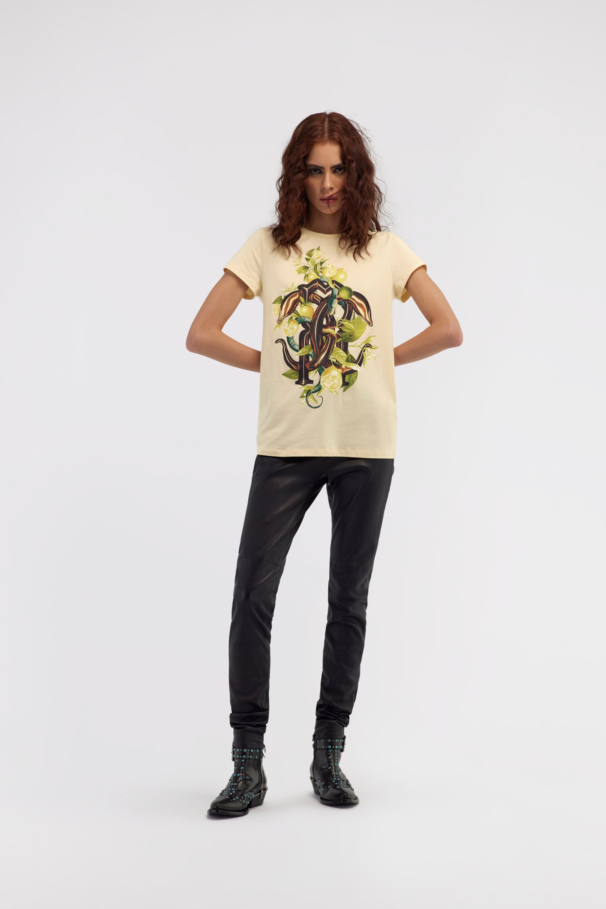 RC T-shirt with Monogram Lemon Snake Elfenbein SKT60C-JD061