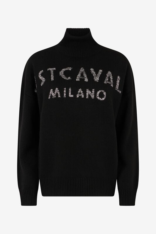 JC Sweater With High Collar And Lettering JC Sweater With High Collar And Lettering Black TFM019-TF144