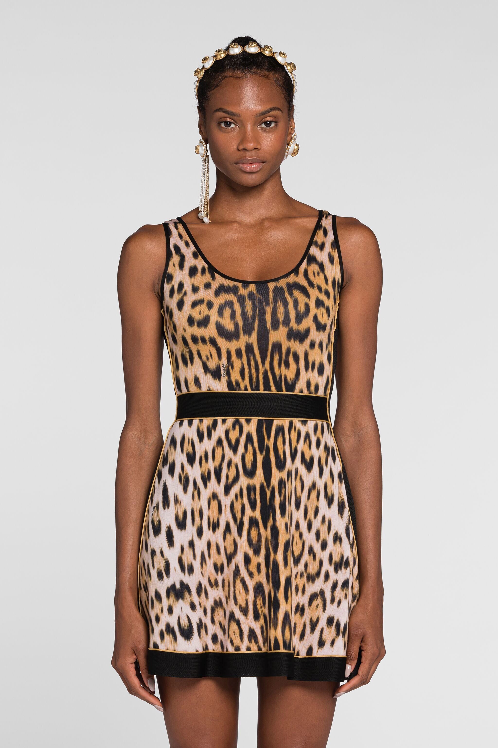 RC Leopard-print skater dress RC Leopard-print skater dress Light Brown QKM114-MG001