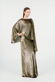 RC Vestido asimétrico de lamé dorado LIGHT GOLD WKT199-FT060