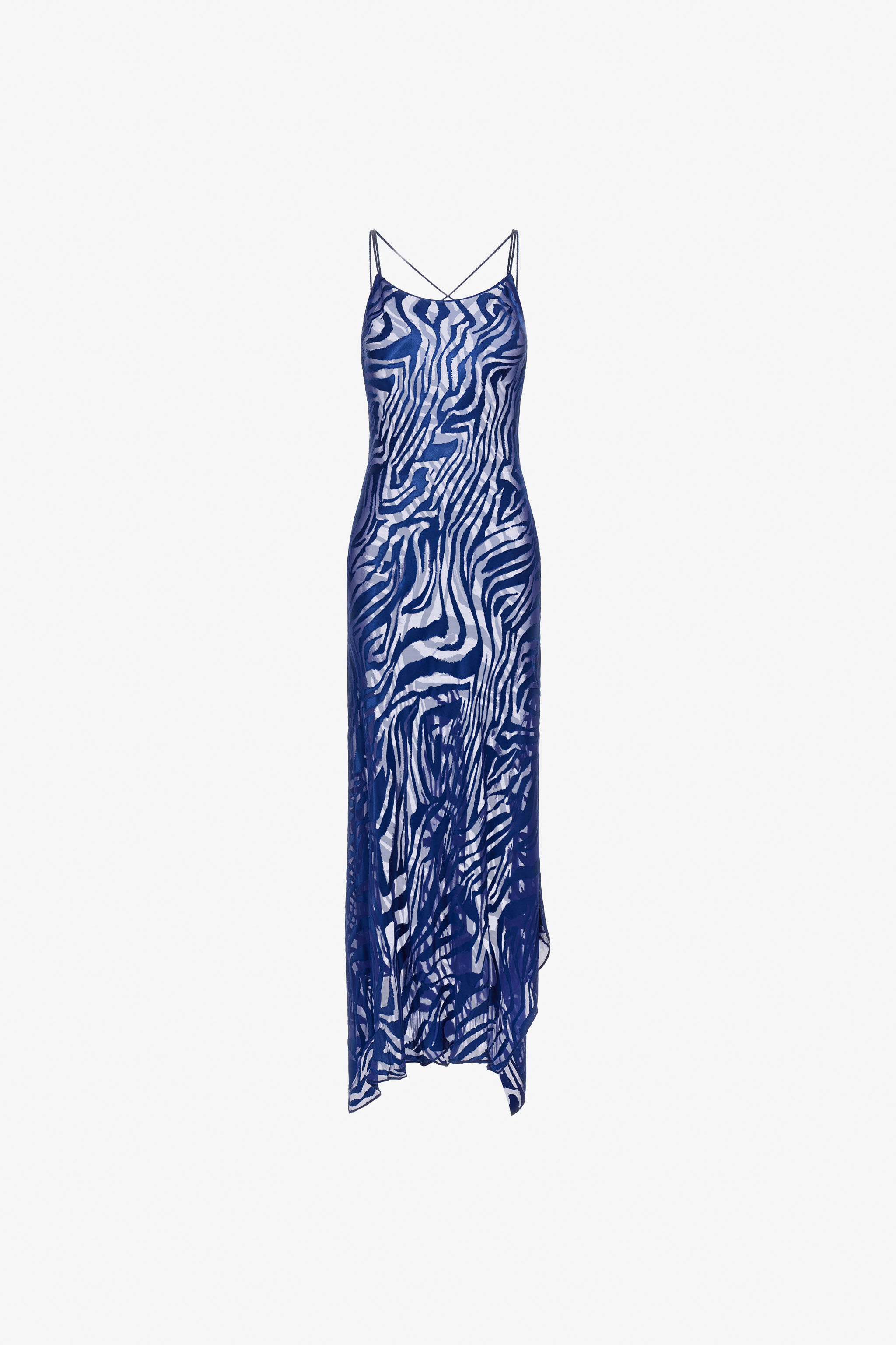 Zebra Print Slip Dress in Blue for Women | Roberto Cavalli®