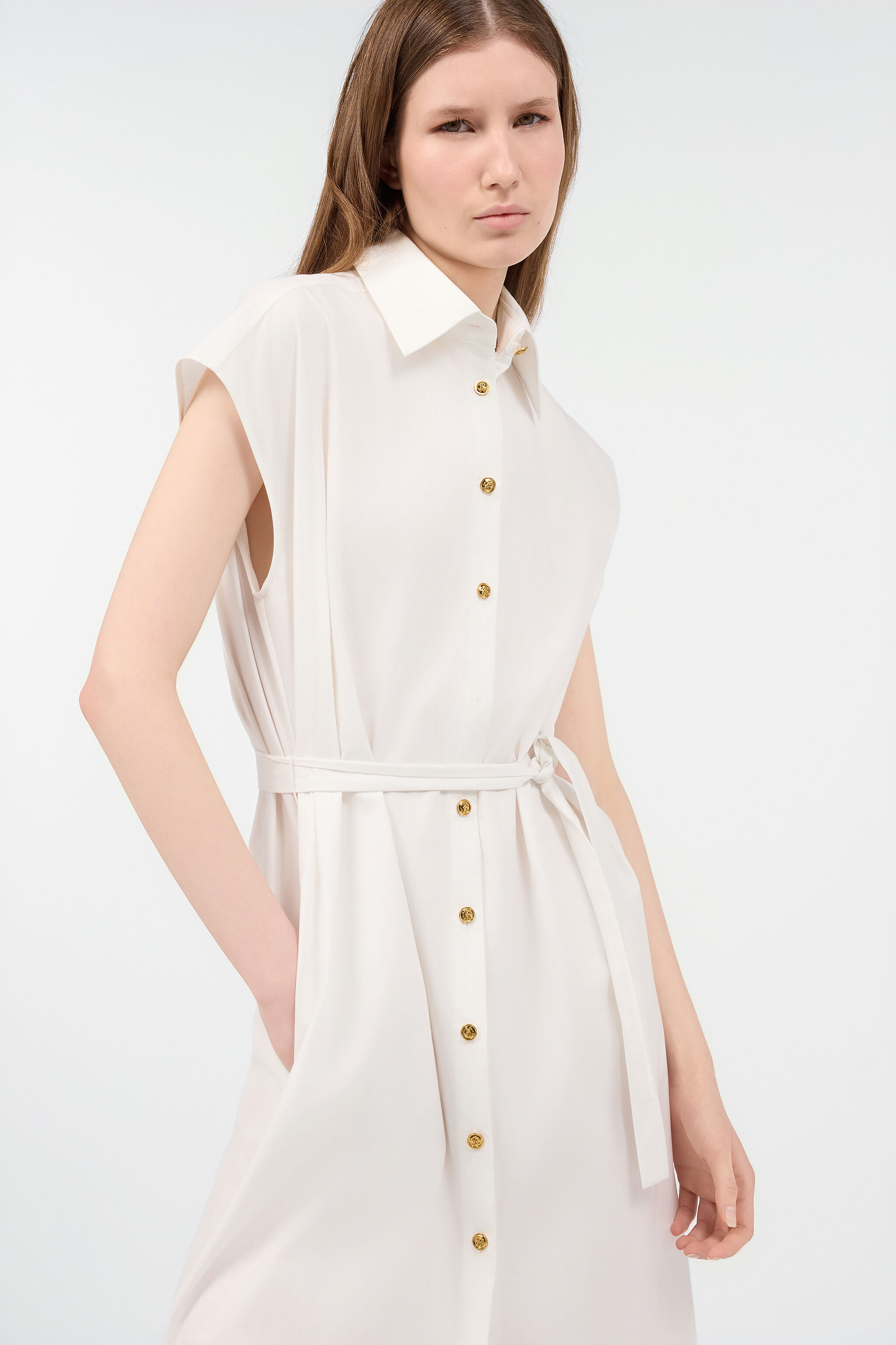 RC Shirt Dress With Belt RC Shirt Dress With Belt White VKT105-CH033
