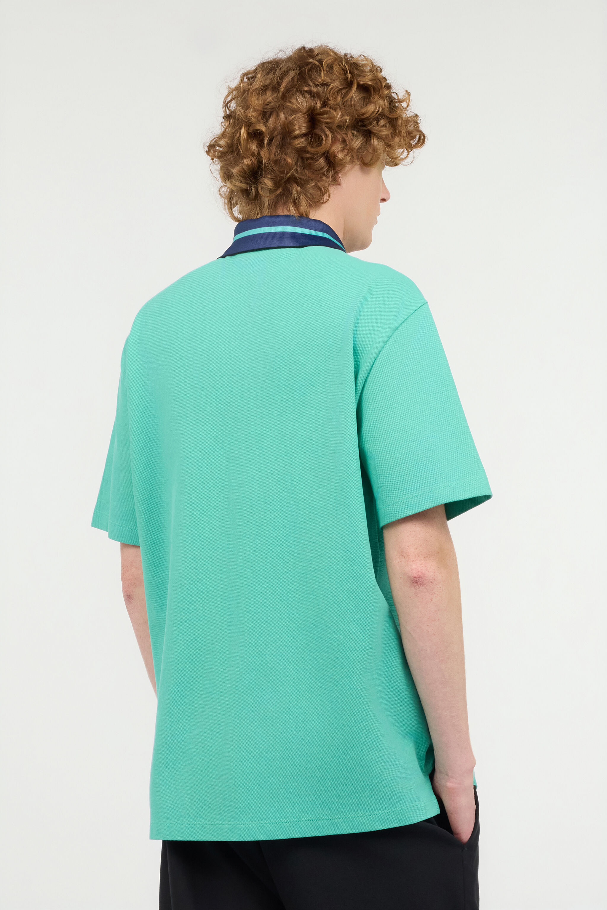 JC Polo Shirt With Contrasting Collar And Lettering JC Polo Shirt With Contrasting Collar And Lettering Light blue UFT026-UF046