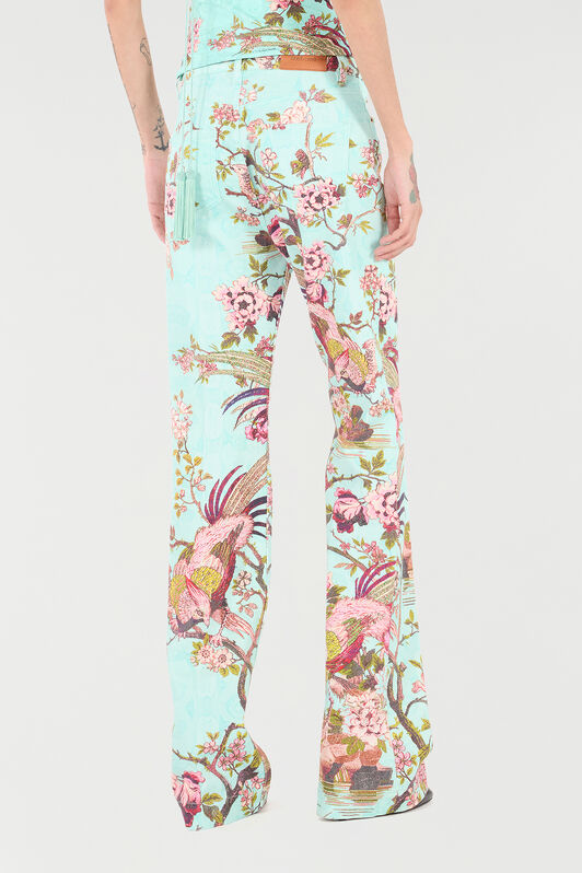 RC Pants With Oriental Bird Print Blue/Pink VKJ221-DAP76