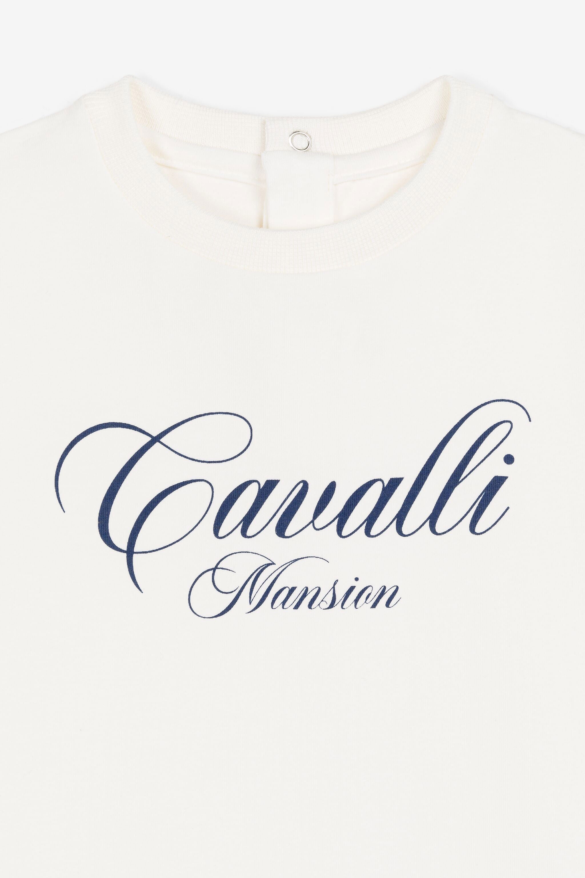 JU Logo-Print T-Shirt MILKY WHITE/NAVY OJT698-ISA2J