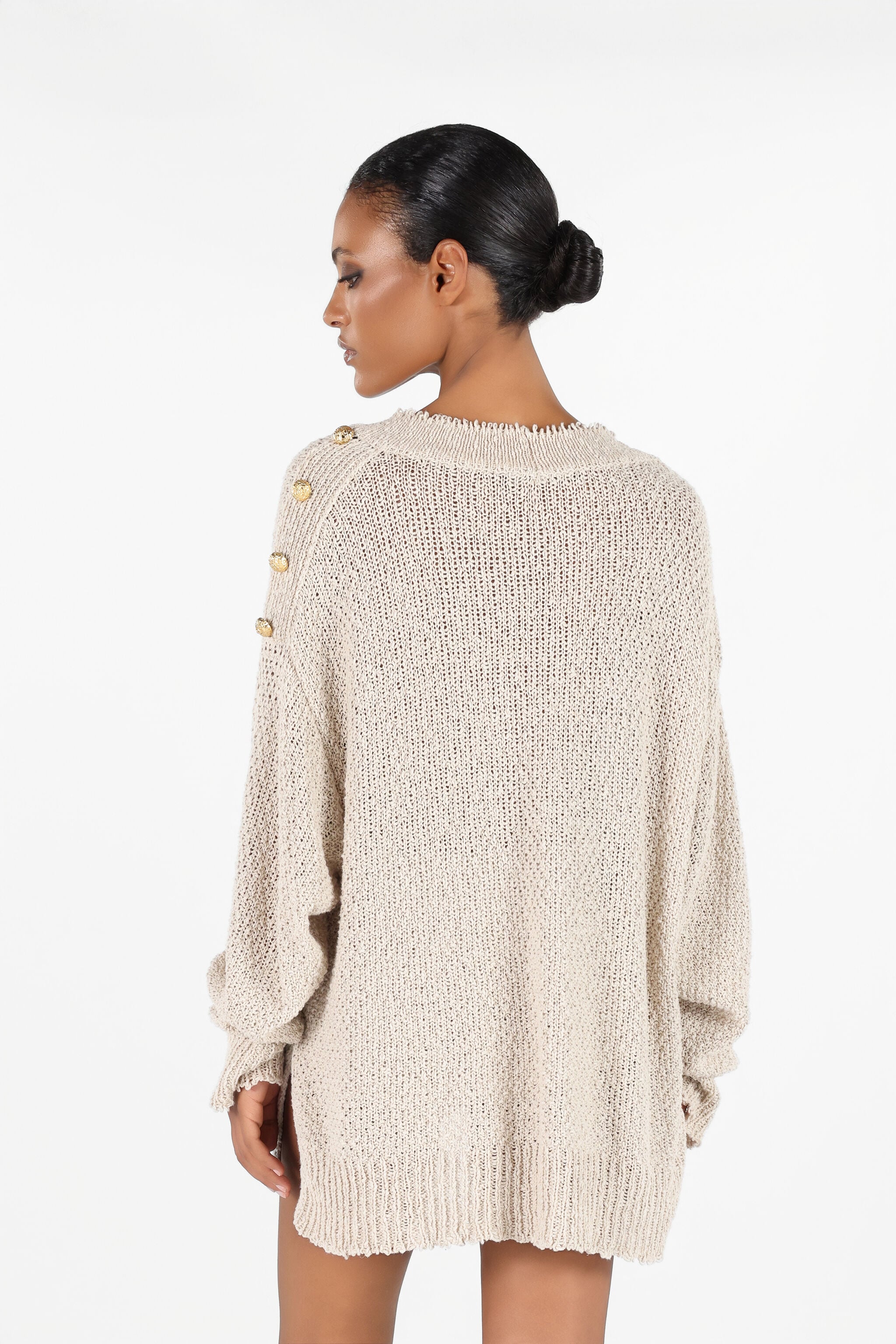 RC Pullover mit Zierknöpfen RC Pullover mit Zierknöpfen Hellbraun UWM620-ME005