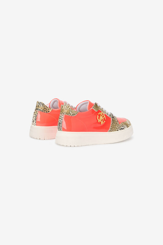 RC Leather Sneakers with Leopard Print RC Leather Sneakers with Leopard Print RED CORAL/JAGUAR QOS01M-PZO14