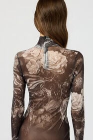RC Vestido De Tul Laminado Con Estampado Fiammingo Flowers BLACK /DARK GREY LAM XWT134-TLT77