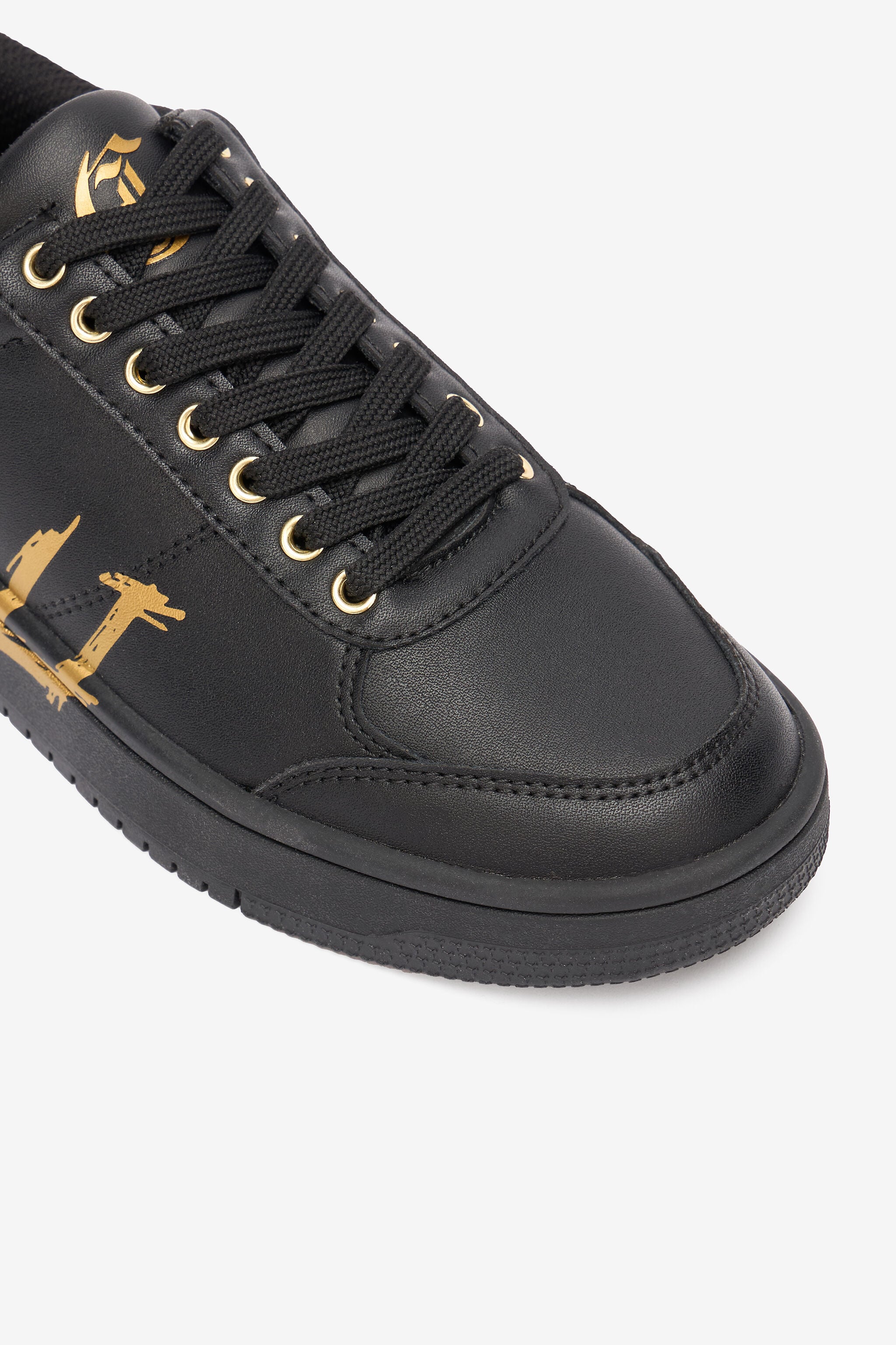 JC Sneakers With Golden Graffiti Logo Black UFS039-UF361