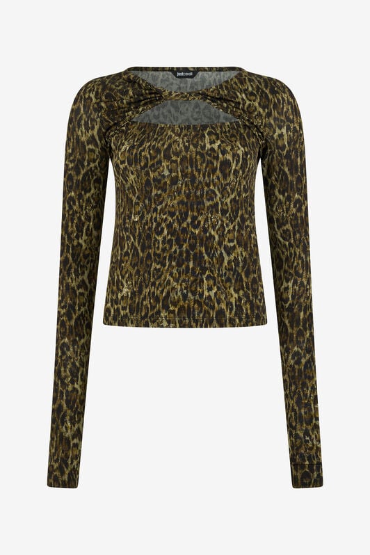 JC Leopard Skin Print Top with Cut-Out JC Leopard Skin Print Top with Cut-Out VERDE 185 VFT208-VF331