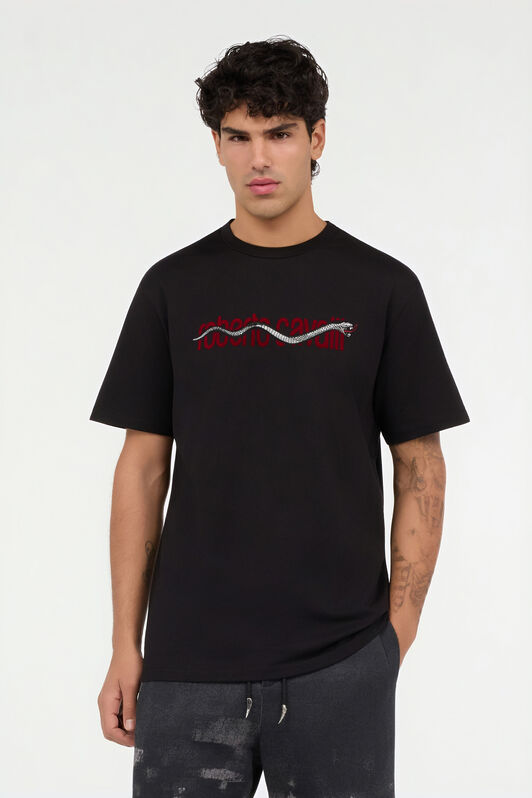 RC Black T-shirt with Snake Logo Embroidery RC Black T-shirt with Snake Logo Embroidery BLACK ROT60C-JD065