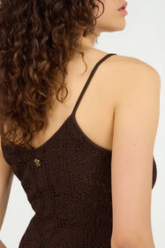 RC Crochet-Effect Top with Straps CHOCOLATE VKM613-MAC01