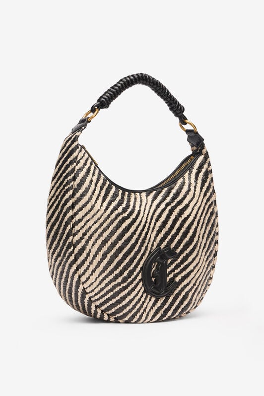JC Hobo Bag With Tiger Skin Print JC Hobo Bag With Tiger Skin Print Ivory/Black UFB116-UF485