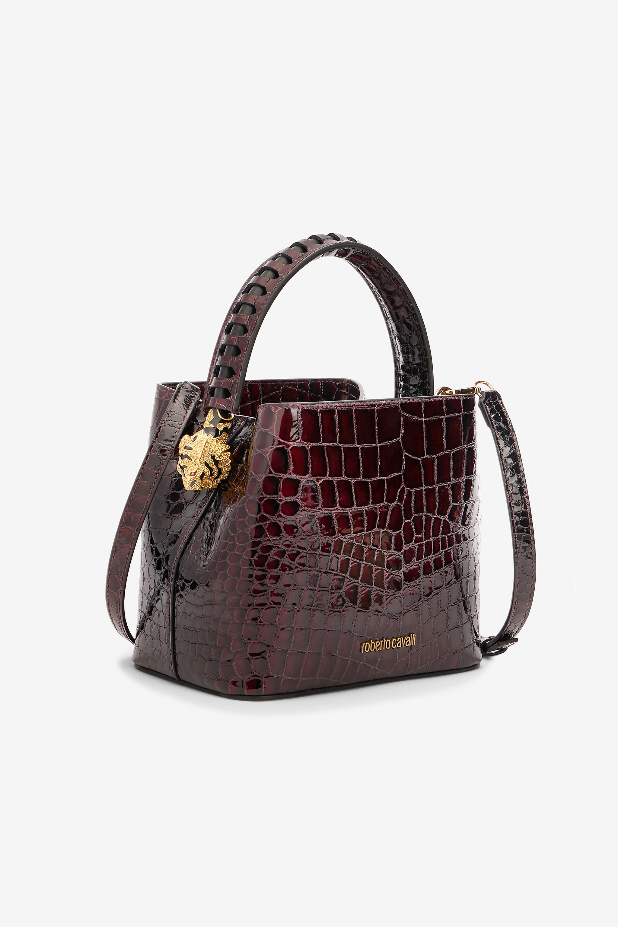 Crocodile-Effect Roar Bag in Purple for Women | Roberto Cavalli®