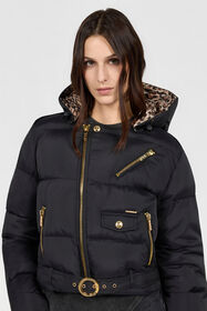 JC Black Puffer Jacket with Belt BLACK VFT311-VF461