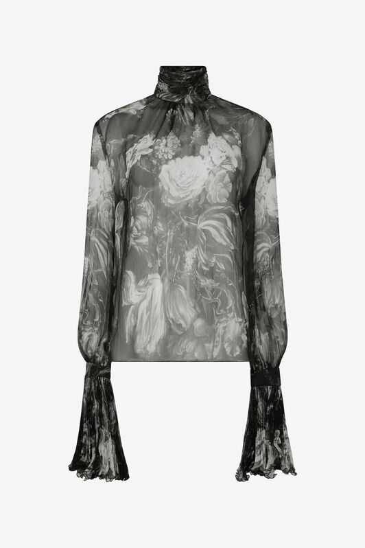 RC Blusa in seta con stampa Fiammingo Flowers RC Blusa in seta con stampa Fiammingo Flowers BLACK/GREY XWT702-CKT77
