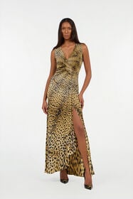 RC Long Dress with Jaguar Skin Print NATURALE VWT196-JRR80