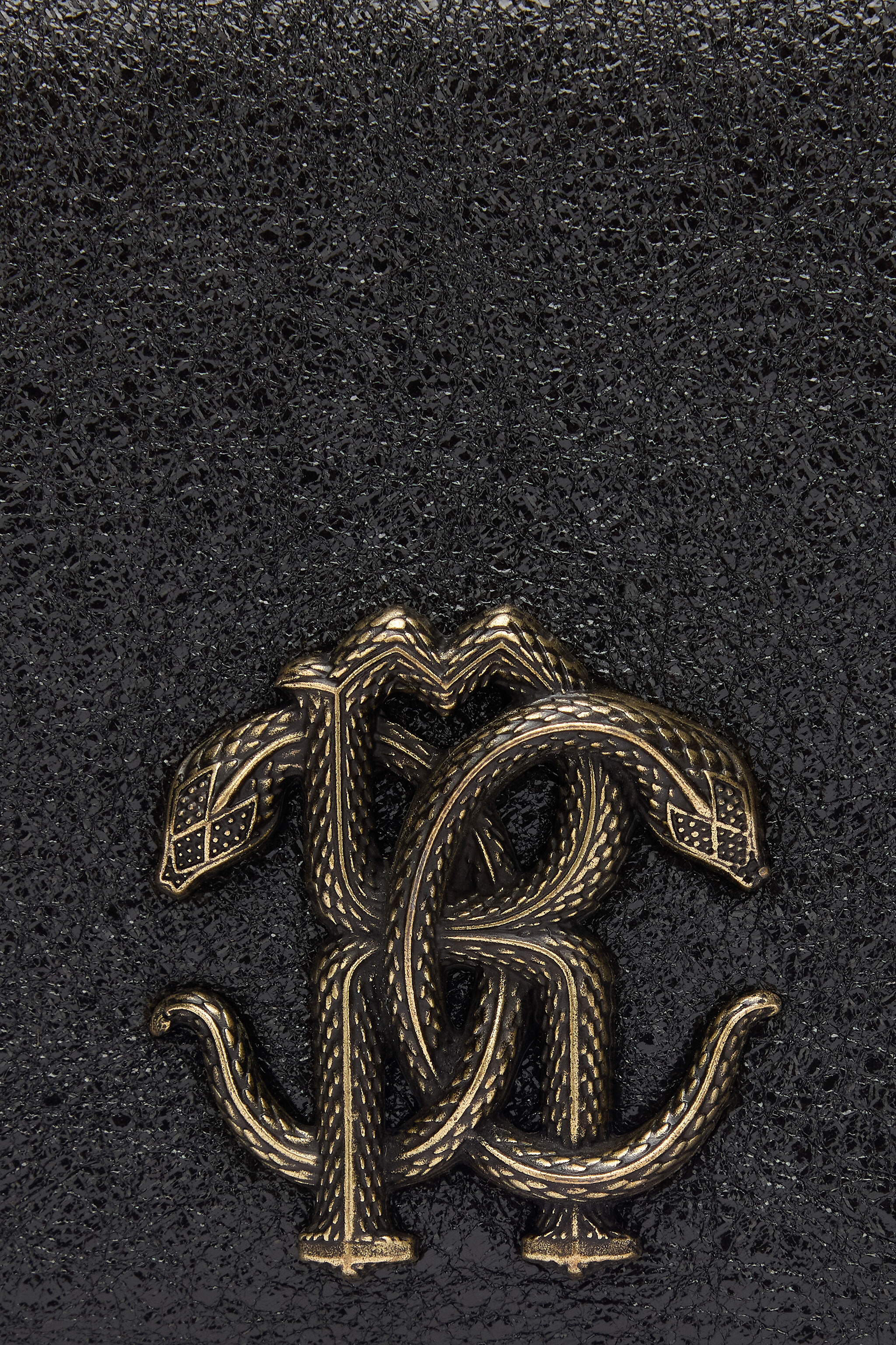 RC Cracked Leather Bag with Mirror Snake Monogram RC Cracked Leather Bag with Mirror Snake Monogram Black POB00C-PZO07