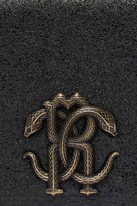 RC Cracked Leather Bag with Mirror Snake Monogram RC Cracked Leather Bag with Mirror Snake Monogram Black POB00C-PZO07