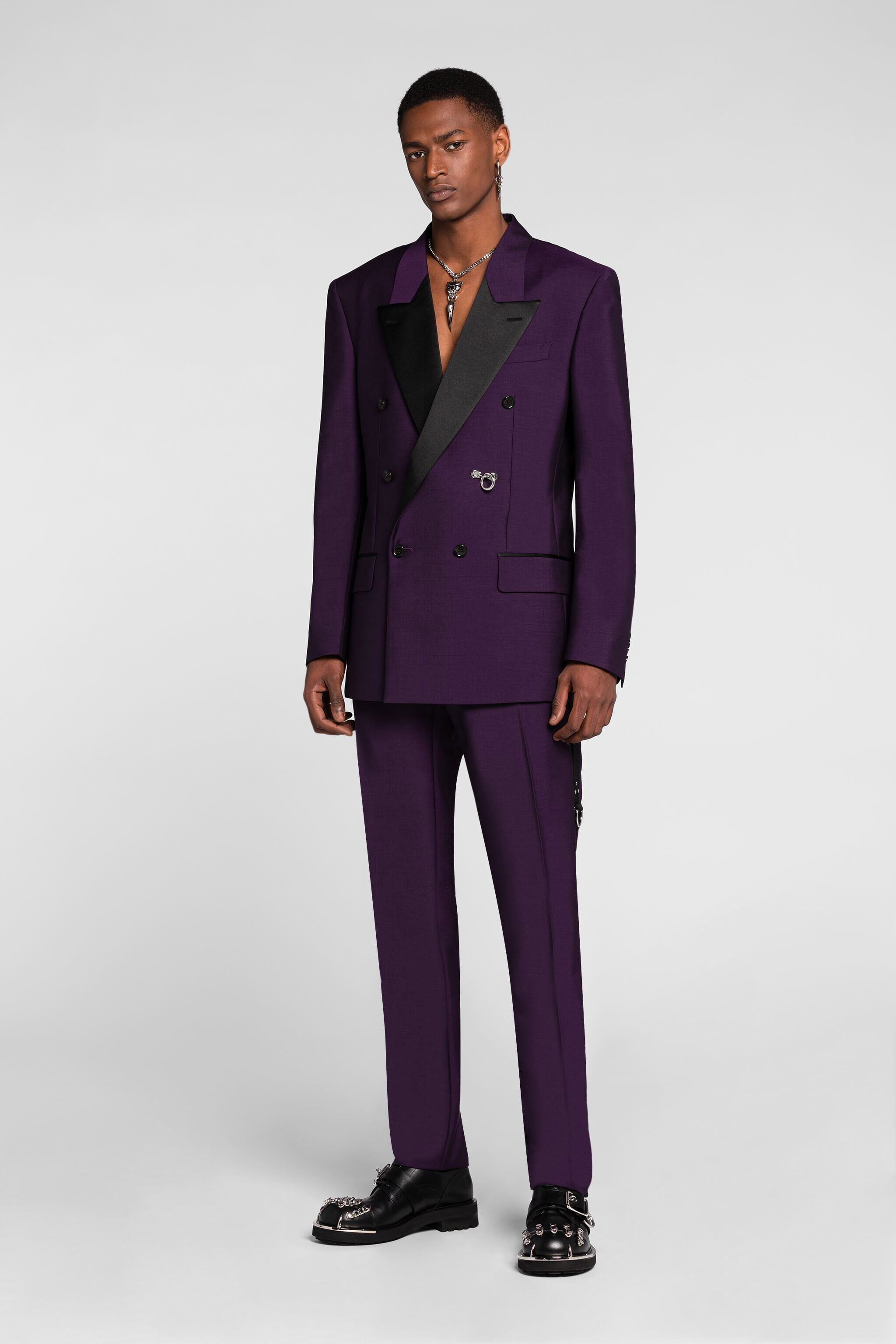 RC Harness Slim-Fit Tuxedo Trousers Purple PNT215-WC008