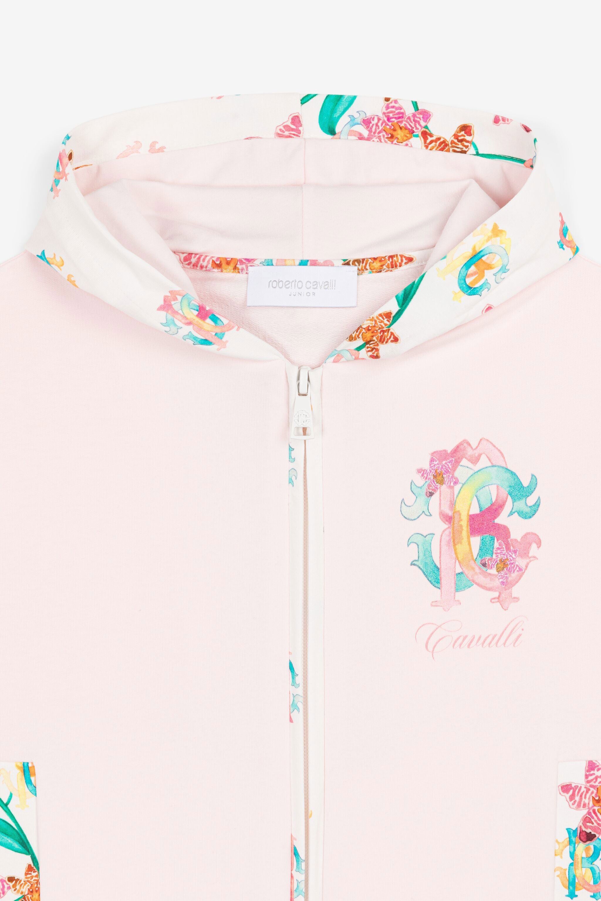 JU Hoodie fleuri à logo imprimé JU Hoodie fleuri à logo imprimé Baby pink QJT946-CF050