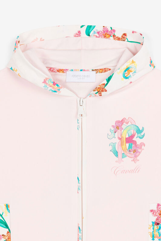 JU Hoodie fleuri à logo imprimé JU Hoodie fleuri à logo imprimé Baby pink QJT946-CF050