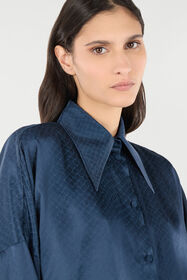 RC Silk Shirt With Snake-Effect Pattern Dark blue UKT710-SZN57