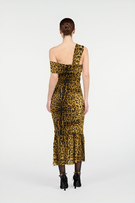 RC Midi Dress With Jaguar Skin Print RC Midi Dress With Jaguar Skin Print Brown VWT123-NCQ71