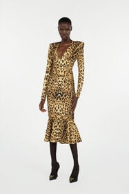 RC Midi Dress With Jaguar Skin Print Brown VWT153-LNQ71
