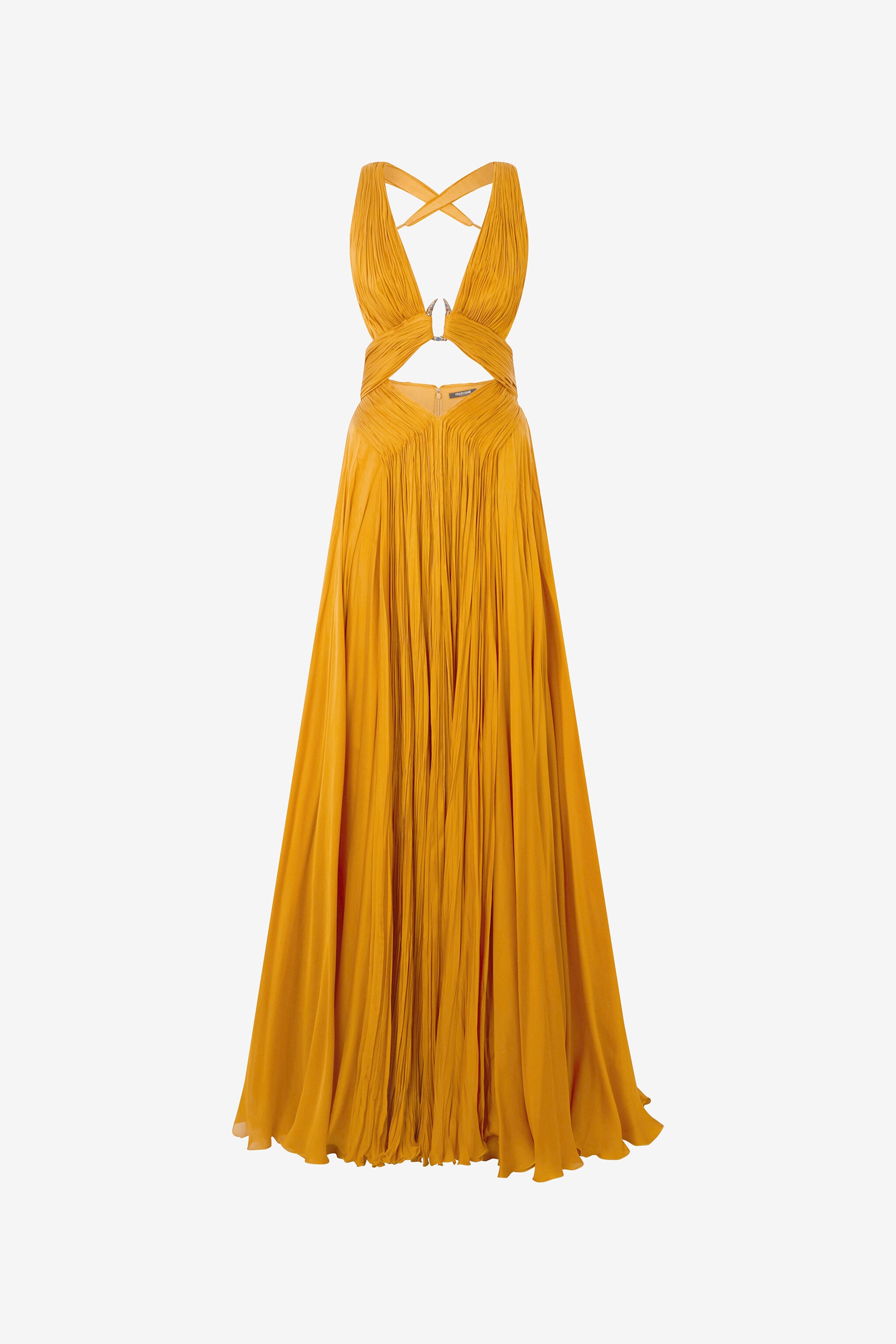 RC Extra-Long Pure Silk Dress Yellow VKT158-CC001