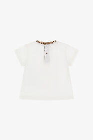 JU Floral Fantasy Tee with Leopard Accent White TJT602-JD001