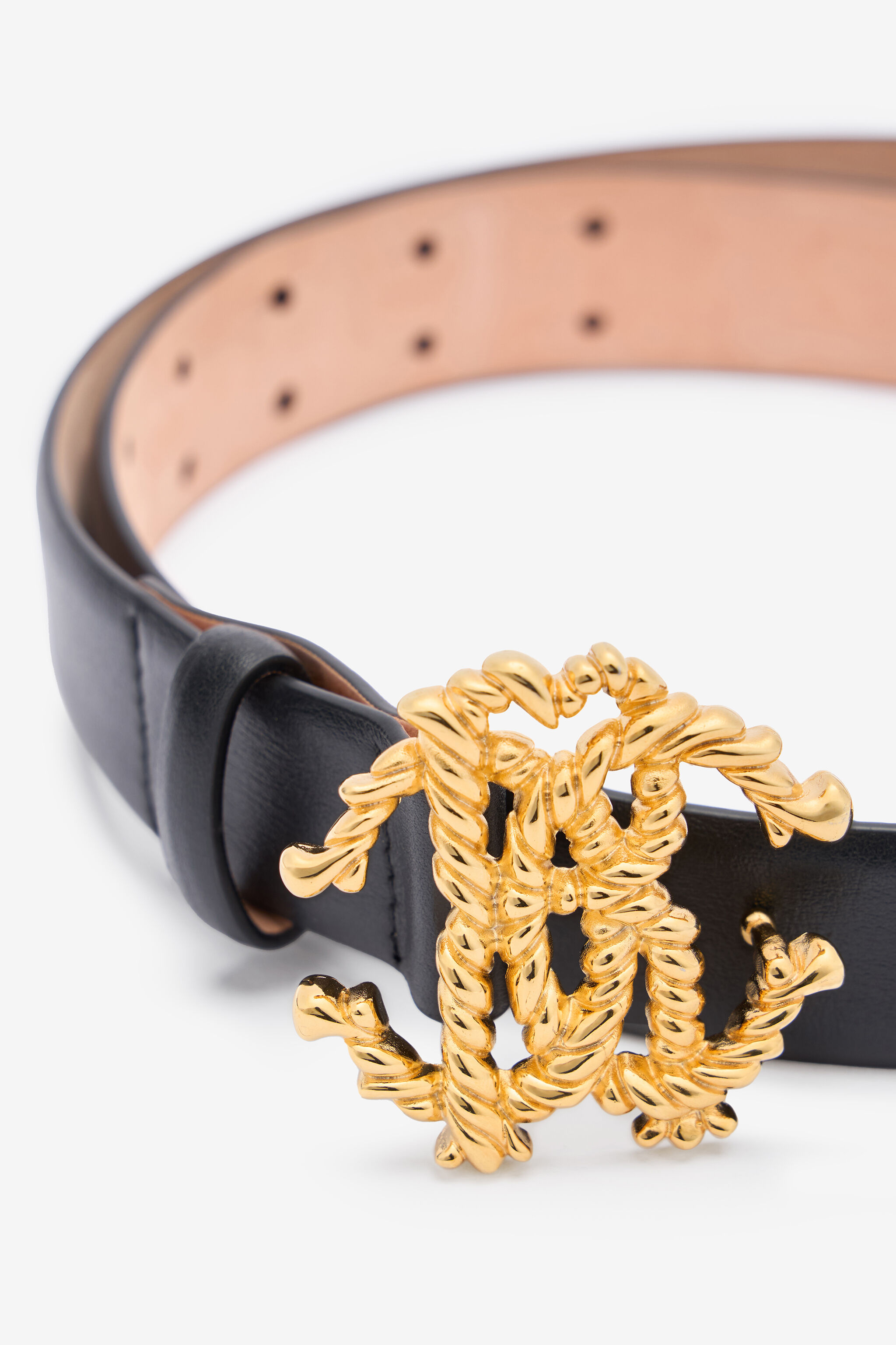 新品 CLASS roberto cavalli レザーバックルベルト S ⑤ Leather Belt with Logo Buckle in Black for Women | Roberto Cavalli®