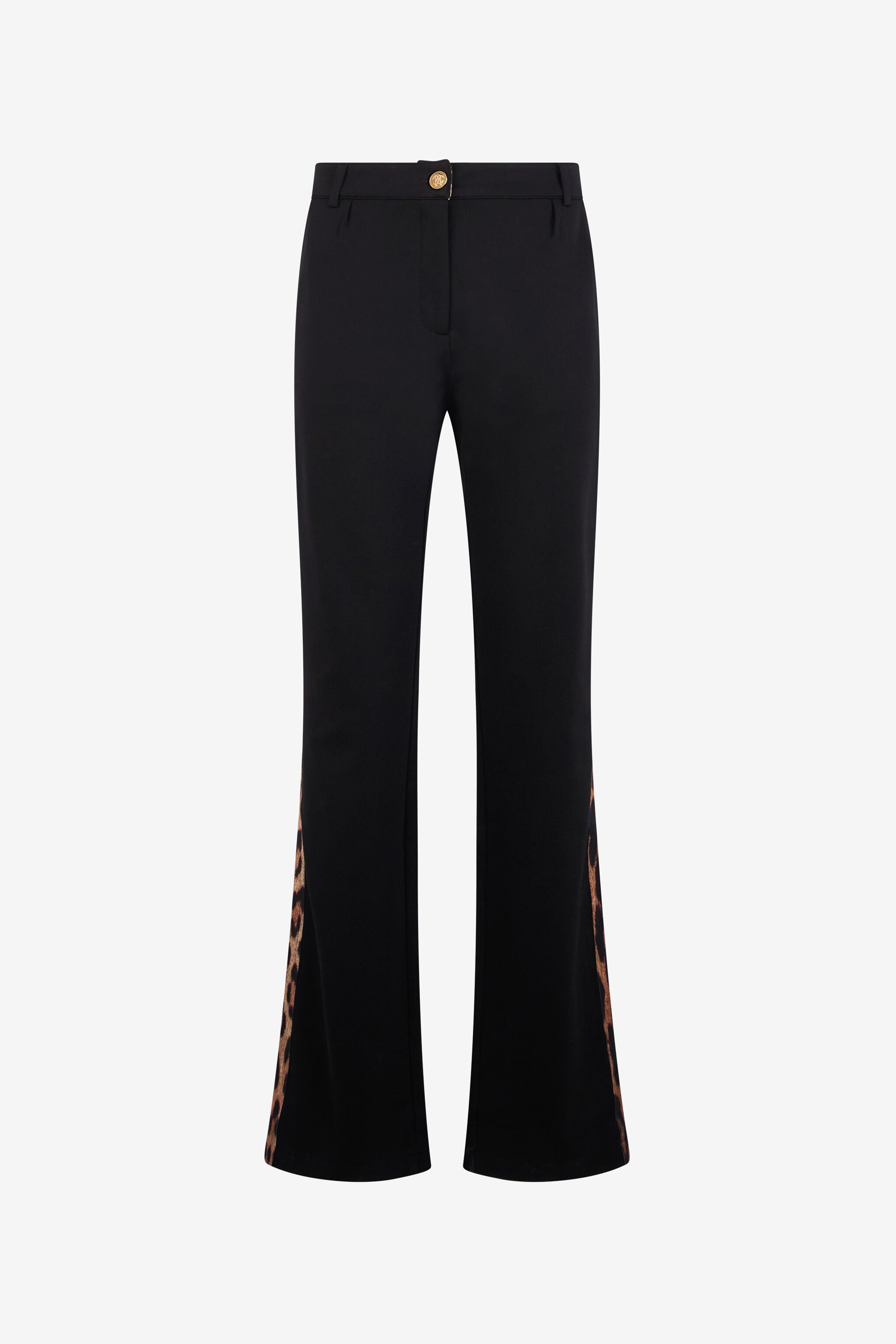 RC Black Flare Trousers Leopard Side Panels BLACK TOT20A-FT223